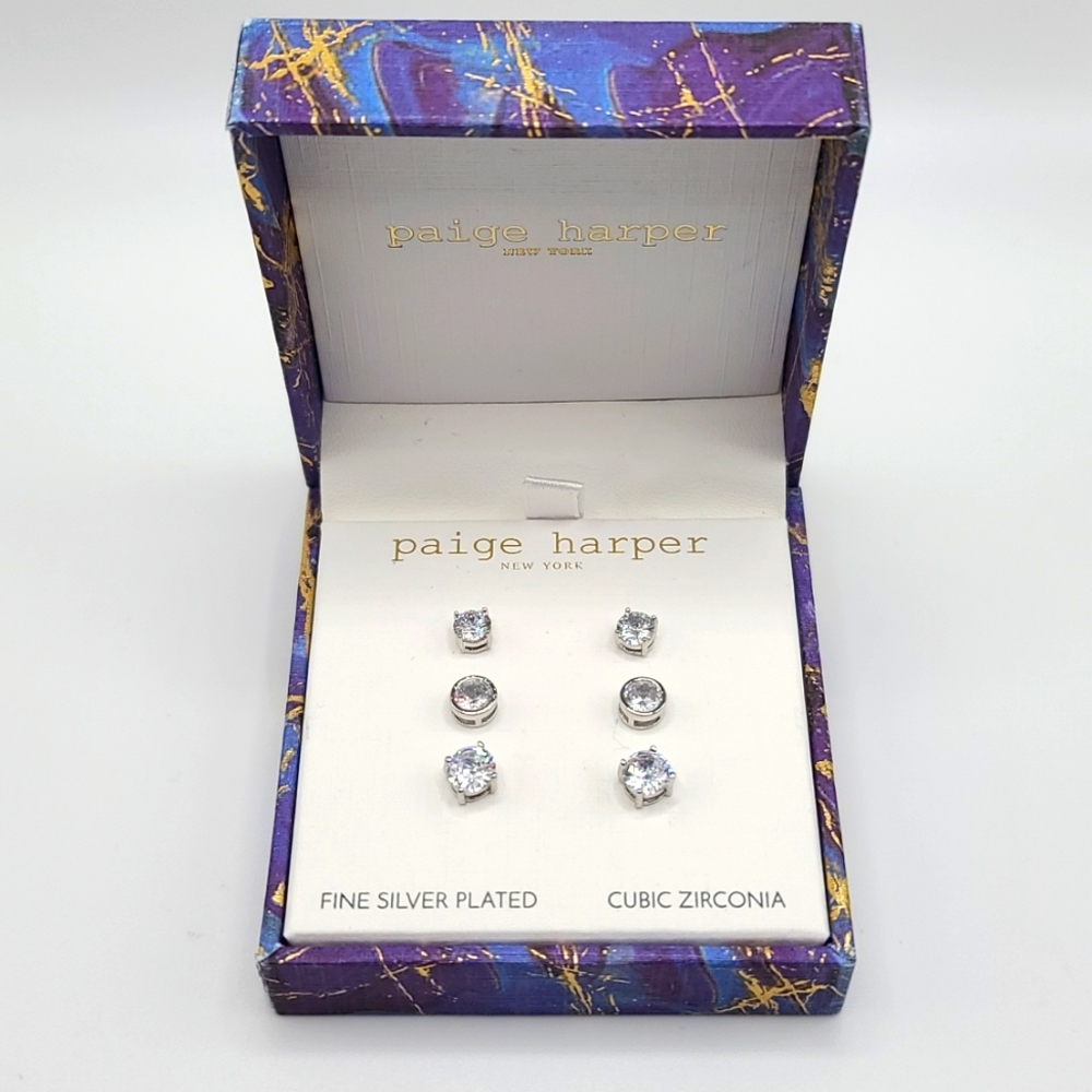CLEARANCE Paige Harper Silver Cubic Zirconia Stud Set